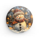 Rundes Wandbild | Frostige Magie - Stimmungsvolles Schneemann-Bild im Flockenfall