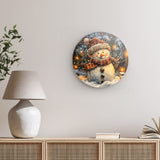 Rundes Wandbild | Frostige Magie - Stimmungsvolles Schneemann-Bild im Flockenfall