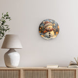 Rundes Wandbild | Frostige Magie - Stimmungsvolles Schneemann-Bild im Flockenfall