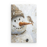 Photoboard / Hartschaum | Schneegeflüster auf Karottennase - Malerischer Schneemann mit Vogel