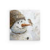 Photoboard / Hartschaum | Schneegeflüster auf Karottennase - Malerischer Schneemann mit Vogel