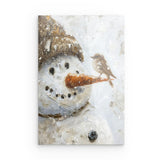 Acrylglas | Schneegeflüster auf Karottennase - Malerischer Schneemann mit Vogel