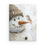 Acrylglas | Schneegeflüster auf Karottennase - Malerischer Schneemann mit Vogel