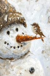 Puzzle | Schneegeflüster auf Karottennase - Malerischer Schneemann mit Vogel