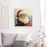 Leinwand - Stärke 2cm | Santa Claus - Zeitloses Porträt mit rotem Mantel und Brille