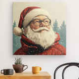 Leinwand - Stärke 2cm | Santa Claus - Zeitloses Porträt mit rotem Mantel und Brille