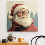 Acrylglas | Santa Claus - Zeitloses Porträt mit rotem Mantel und Brille