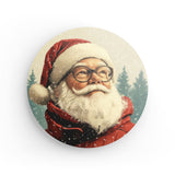Rundes Wandbild | Santa Claus - Zeitloses Porträt mit rotem Mantel und Brille