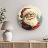 Rundes Wandbild | Santa Claus - Zeitloses Porträt mit rotem Mantel und Brille