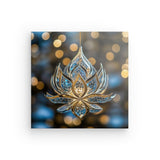 Leinwand - Stärke 2cm | Blüte aus Glanz und Ruhe - Bild eines edlen Lotus-Ornament in Blau und Gold