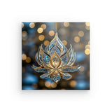 Leinwand - Stärke 2cm | Blüte aus Glanz und Ruhe - Bild eines edlen Lotus-Ornament in Blau und Gold