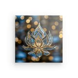 Leinwand - Stärke 2cm | Blüte aus Glanz und Ruhe - Bild eines edlen Lotus-Ornament in Blau und Gold