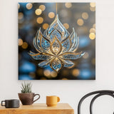 Photoboard / Hartschaum | Blüte aus Glanz und Ruhe - Bild eines edlen Lotus-Ornament in Blau und Gold