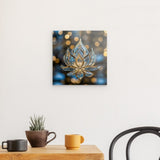 Photoboard / Hartschaum | Blüte aus Glanz und Ruhe - Bild eines edlen Lotus-Ornament in Blau und Gold