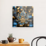 Photoboard / Hartschaum | Blüte aus Glanz und Ruhe - Bild eines edlen Lotus-Ornament in Blau und Gold