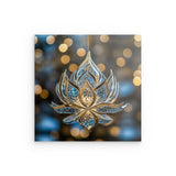 Alu Dibond (matt) | Blüte aus Glanz und Ruhe - Bild eines edlen Lotus-Ornament in Blau und Gold