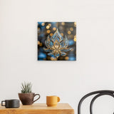 Alu Dibond (matt) | Blüte aus Glanz und Ruhe - Bild eines edlen Lotus-Ornament in Blau und Gold