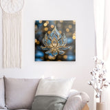 Alu Dibond (matt) | Blüte aus Glanz und Ruhe - Bild eines edlen Lotus-Ornament in Blau und Gold