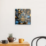 Acrylglas | Blüte aus Glanz und Ruhe - Bild eines edlen Lotus-Ornament in Blau und Gold