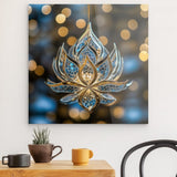 Acrylglas | Blüte aus Glanz und Ruhe - Bild eines edlen Lotus-Ornament in Blau und Gold