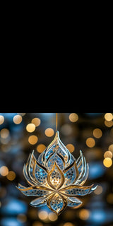 Plüschkissen (Schwarz) | Blüte aus Glanz und Ruhe - Bild eines edlen Lotus-Ornament in Blau und Gold