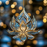 MIXPIX® | Blüte aus Glanz und Ruhe - Bild eines edlen Lotus-Ornament in Blau und Gold