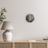 Rundes Wandbild | Blüte aus Glanz und Ruhe - Bild eines edlen Lotus-Ornament in Blau und Gold