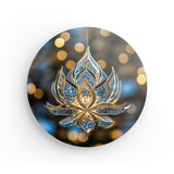 Rundes Wandbild | Blüte aus Glanz und Ruhe - Bild eines edlen Lotus-Ornament in Blau und Gold