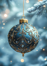 Poster ab 15 EUR | Eisklare Eleganz - Bild einer grünblauen Christbaumkugel