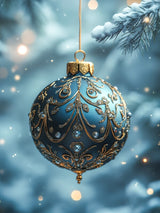 Poster ab 15 EUR | Eisklare Eleganz - Bild einer grünblauen Christbaumkugel