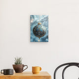 Leinwand - Stärke 2cm | Eisklare Eleganz - Bild einer grünblauen Christbaumkugel