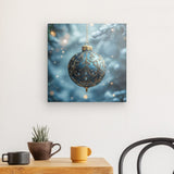 Leinwand - Stärke 2cm | Eisklare Eleganz - Bild einer grünblauen Christbaumkugel