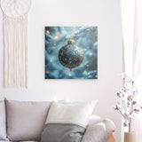 Alu Dibond (matt) | Eisklare Eleganz - Bild einer grünblauen Christbaumkugel