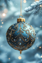 Acrylglas | Eisklare Eleganz - Bild einer grünblauen Christbaumkugel