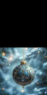 Plüschkissen (Schwarz) | Eisklare Eleganz - Bild einer grünblauen Christbaumkugel