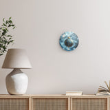 Rundes Wandbild | Eisklare Eleganz - Bild einer grünblauen Christbaumkugel