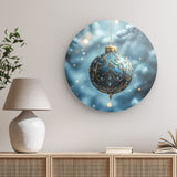Rundes Wandbild | Eisklare Eleganz - Bild einer grünblauen Christbaumkugel