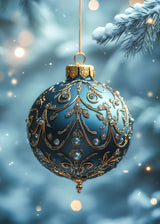 Puzzle | Eisklare Eleganz - Bild einer grünblauen Christbaumkugel