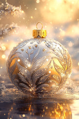 Alu Dibond (matt) | Glanzvolle Tradition - Edle Christbaumkugel mit floralen Ornamenten