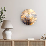 Rundes Wandbild | Glanzvolle Tradition - Edle Christbaumkugel mit floralen Ornamenten