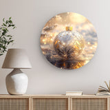 Rundes Wandbild | Glanzvolle Tradition - Edle Christbaumkugel mit floralen Ornamenten