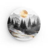 Rundes Wandbild | Morgendämmerung in Gold und Grau