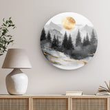 Rundes Wandbild | Morgendämmerung in Gold und Grau