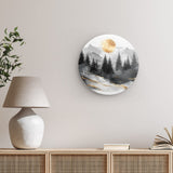 Rundes Wandbild | Morgendämmerung in Gold und Grau