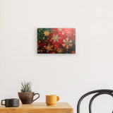 Leinwand - Stärke 2cm | Winterzauber in Rot, Grün und Goldgelb - Weihnachtliche florale Elemente