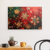 Alu Dibond (matt) | Winterzauber in Rot, Grün und Goldgelb - Weihnachtliche florale Elemente