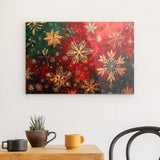 Acrylglas | Winterzauber in Rot, Grün und Goldgelb - Weihnachtliche florale Elemente