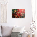 Acrylglas | Winterzauber in Rot, Grün und Goldgelb - Weihnachtliche florale Elemente