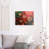 Acrylglas | Winterzauber in Rot, Grün und Goldgelb - Weihnachtliche florale Elemente