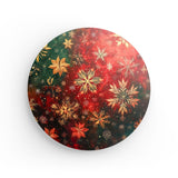 Rundes Wandbild | Winterzauber in Rot, Grün und Goldgelb - Weihnachtliche florale Elemente